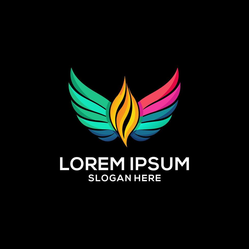 Wings logo colorful gradient illustration. Wings logo . Wings logo for business. vector