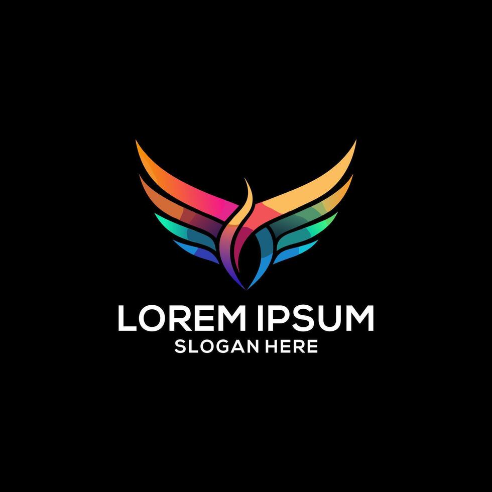 Wings logo colorful gradient illustration. Wings logo . Wings logo for business. vector