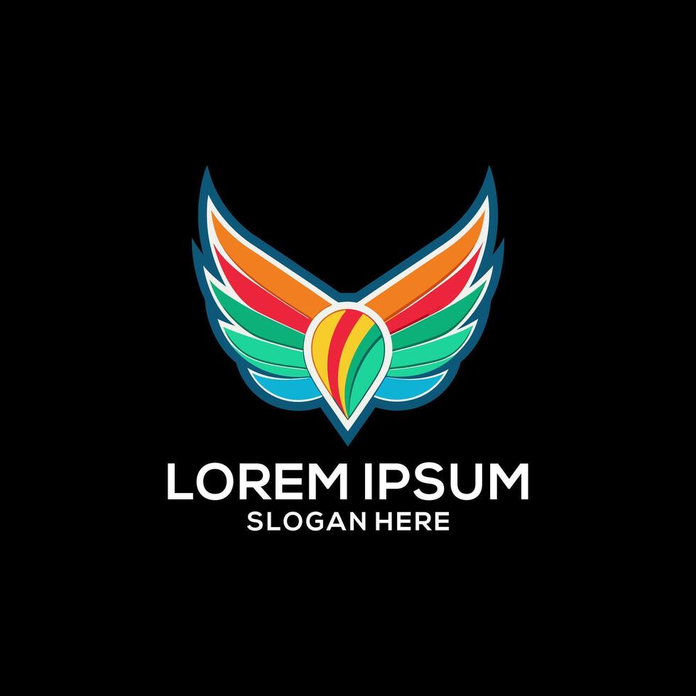 Wings logo colorful gradient illustration. Wings logo . Wings logo for business. vector