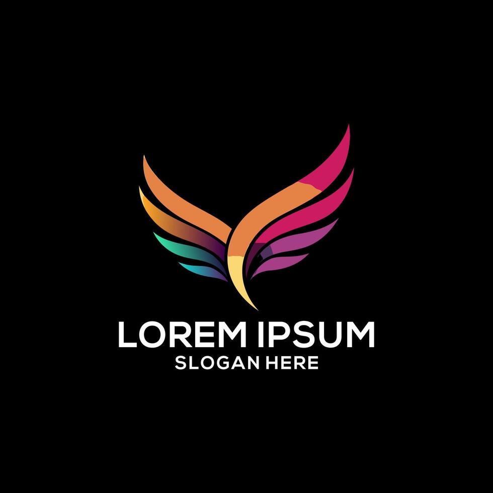 Wings logo colorful gradient illustration. Wings logo . Wings logo for business. vector
