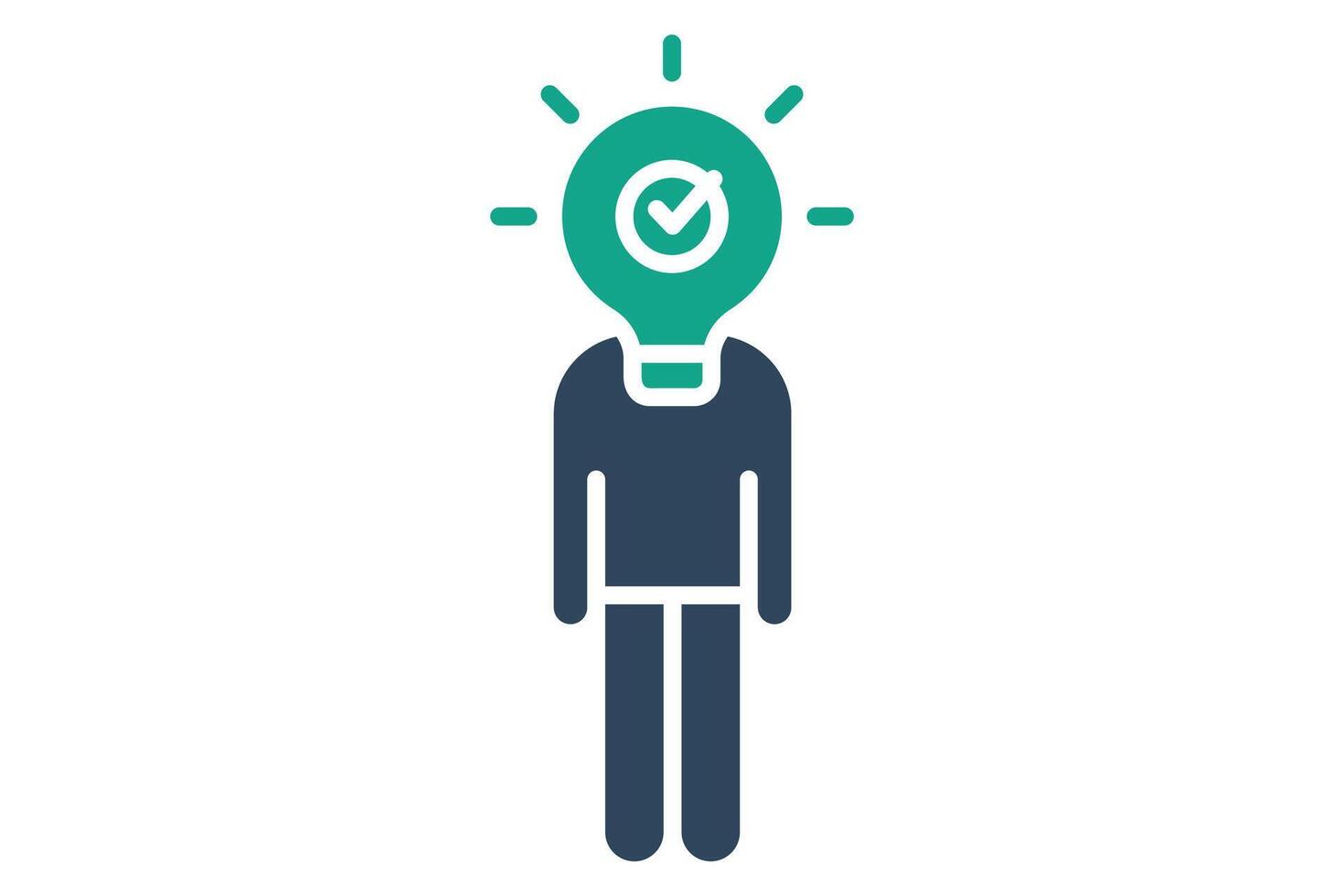Brand awareness icon. people with lightbulb. icon related to recognize. solid icon style. business elements illustration vector