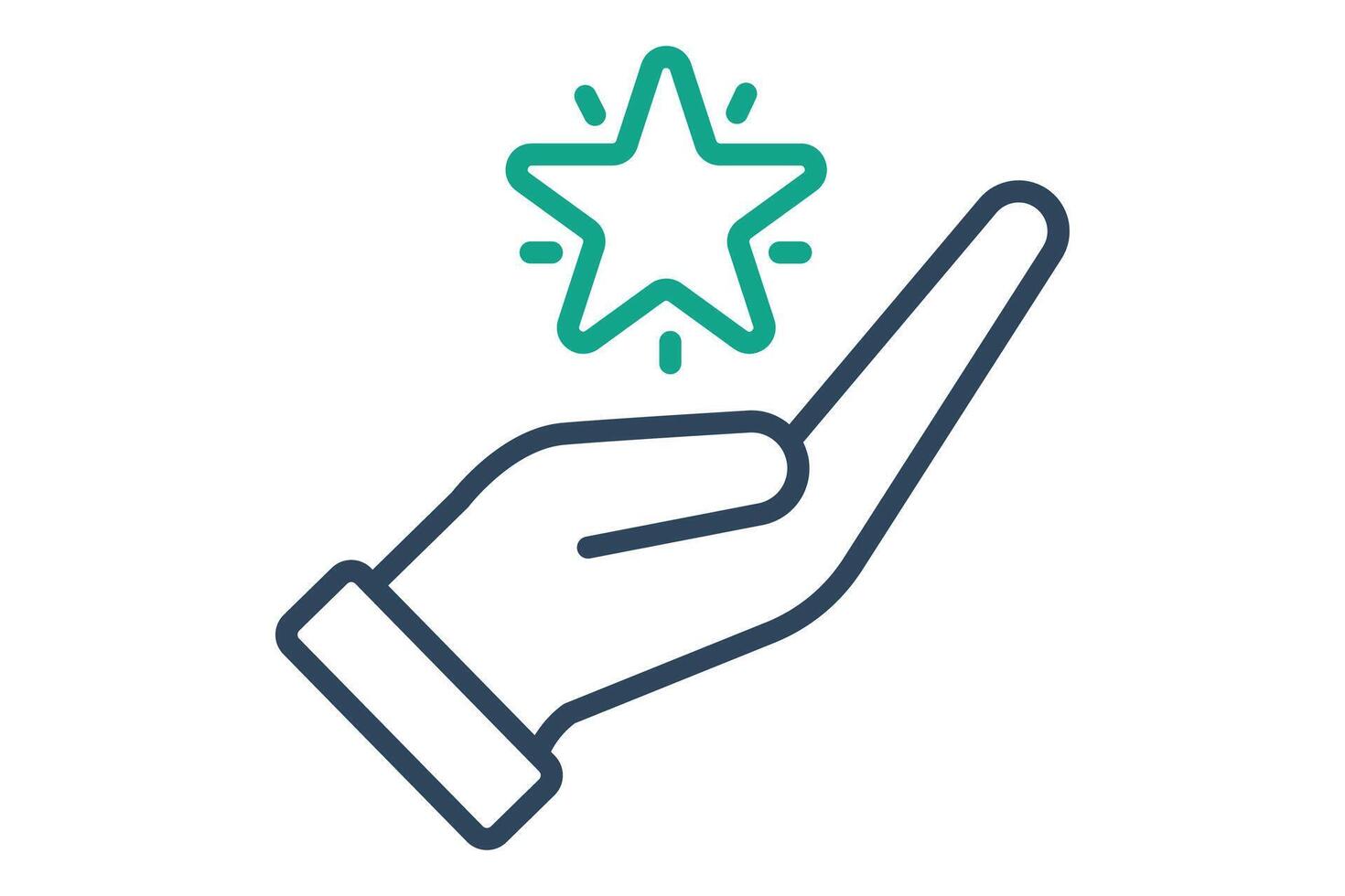 Loyalty icon. hand with star. icon related to reward. line icon style vector