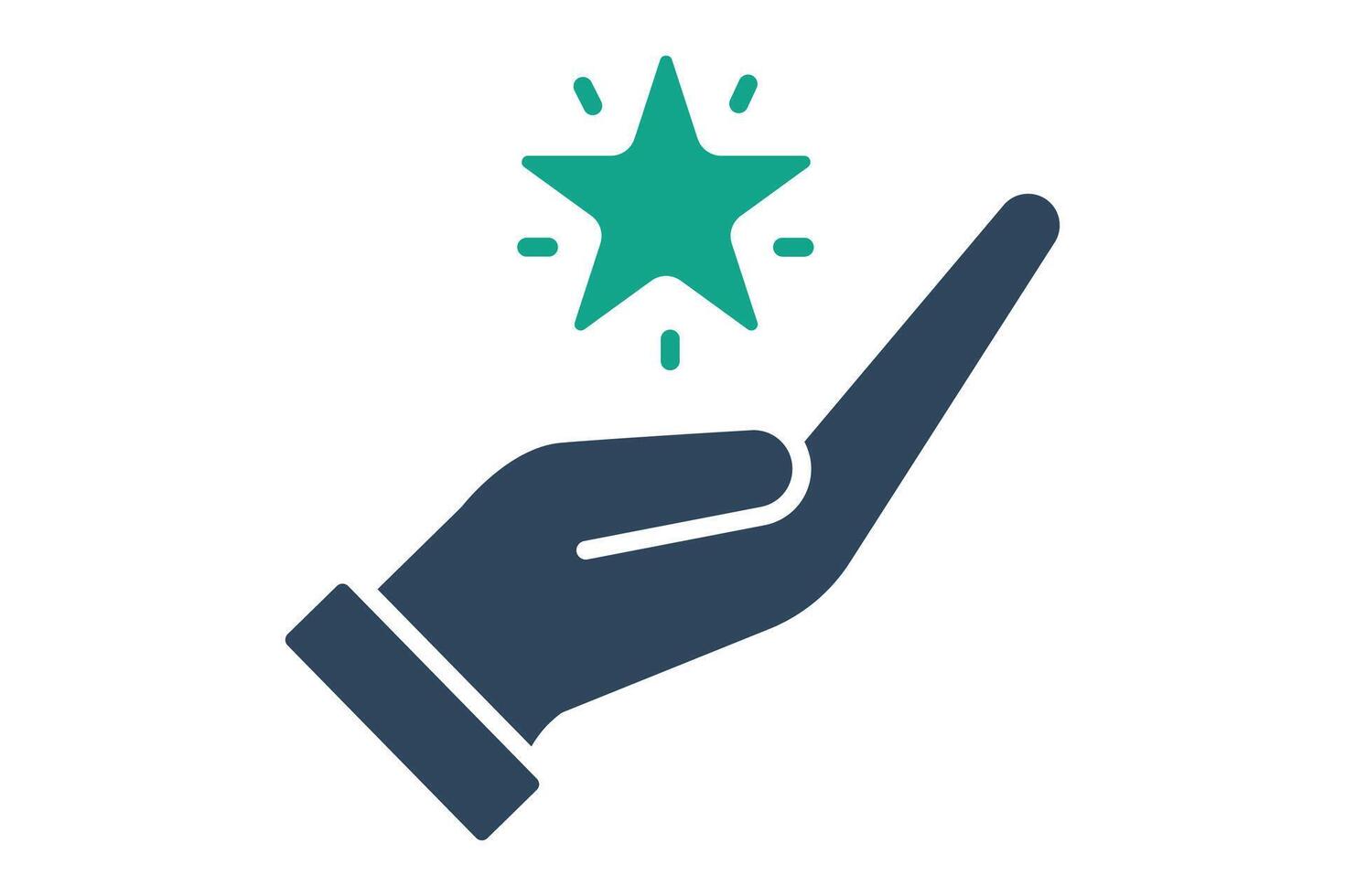 Loyalty icon. hand with star. icon related to reward. solid icon style vector