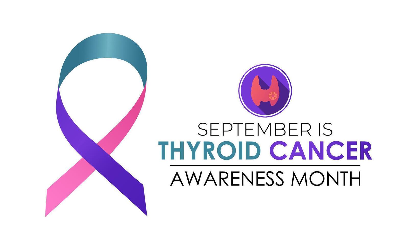 illustration of Thyroid cancer awareness month is september. Promoting Thyroid Health and Wellness awareness Calligraphy Realistic Teal Ribbon.Banner poster design. vector