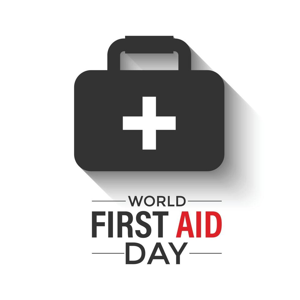 First Aid Day is celebrated every September on the second Saturday. It,s Serves as a reminder of the importance of preparedness and quick action in emergency situations, promoting a safer. vector