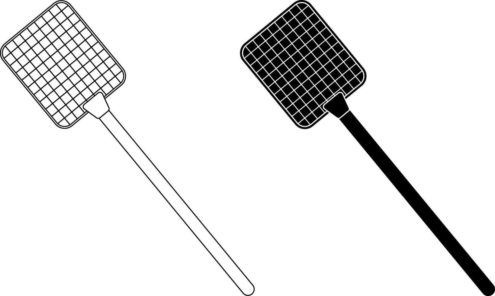 outline silhouette Flyswatter icon set vector
