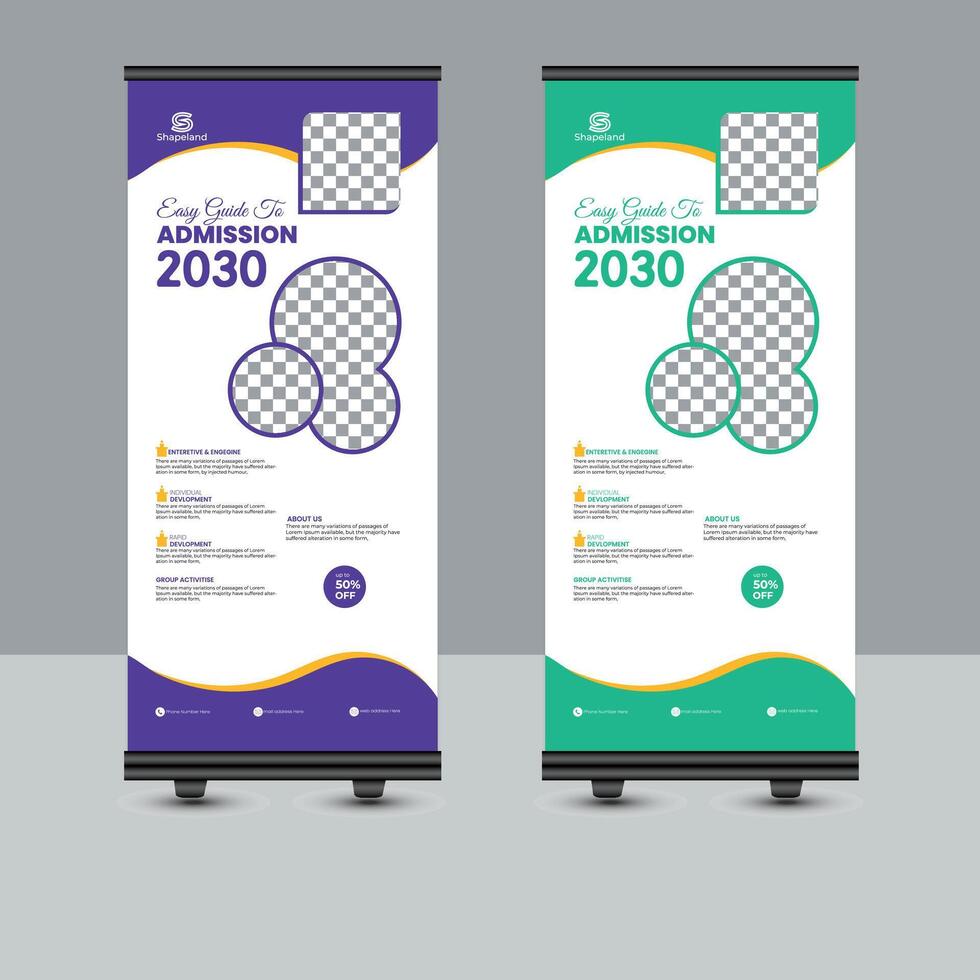 admission roll up banner vector