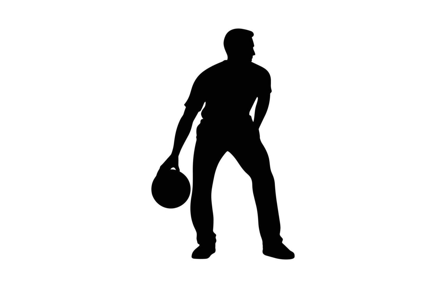 Lawn Bowls Player black Silhouette Clipart vector