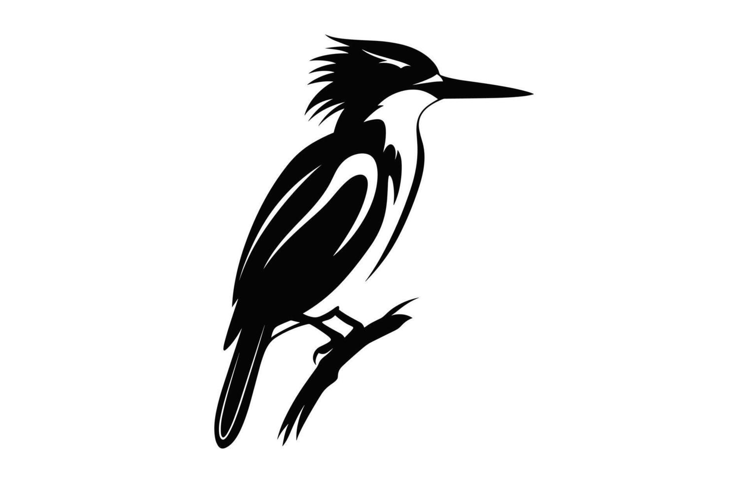 Kingfisher Silhouette black Clipart isolated on a white background vector