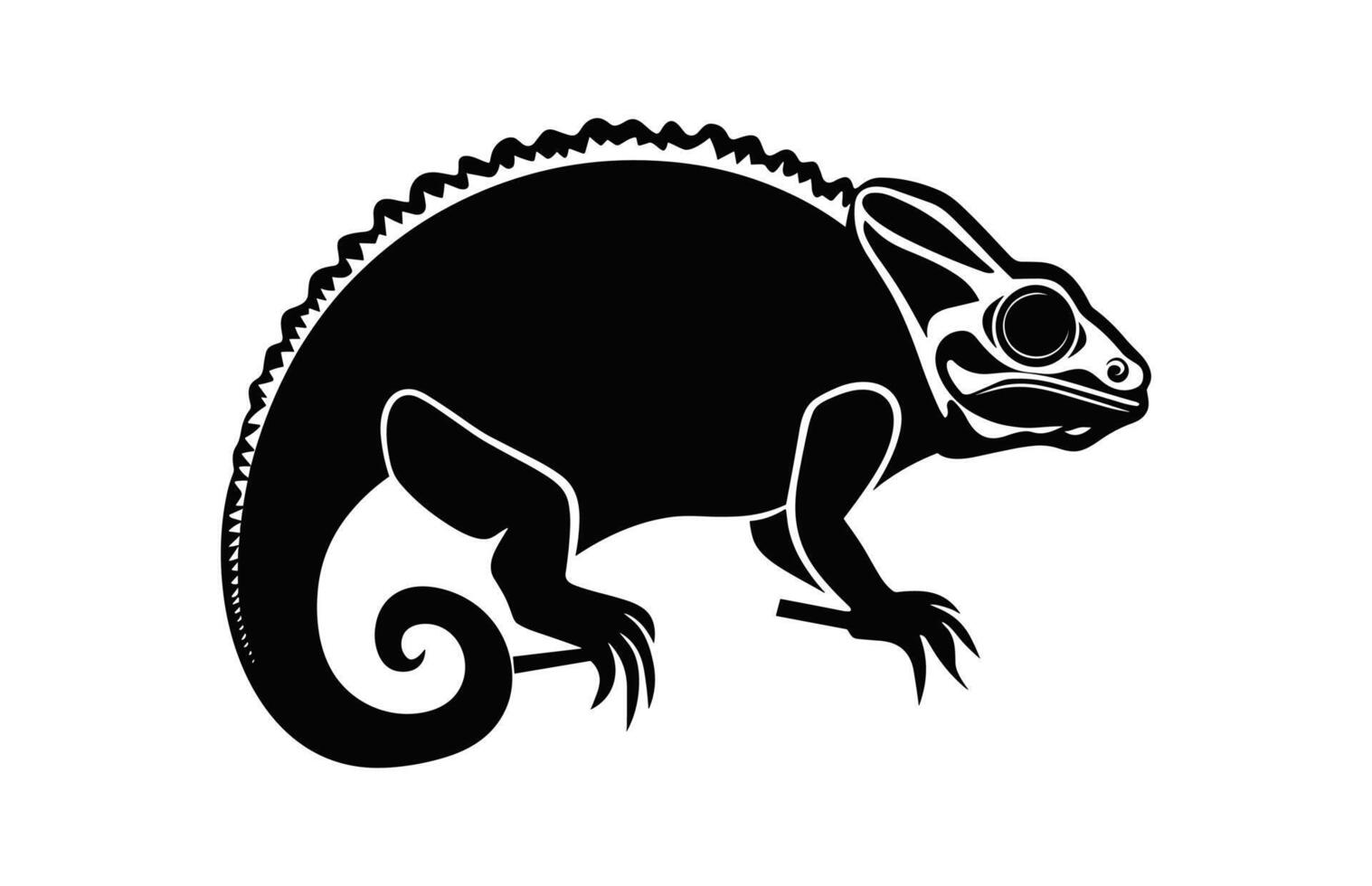Chameleon Silhouette Clipart isolated on a white background vector