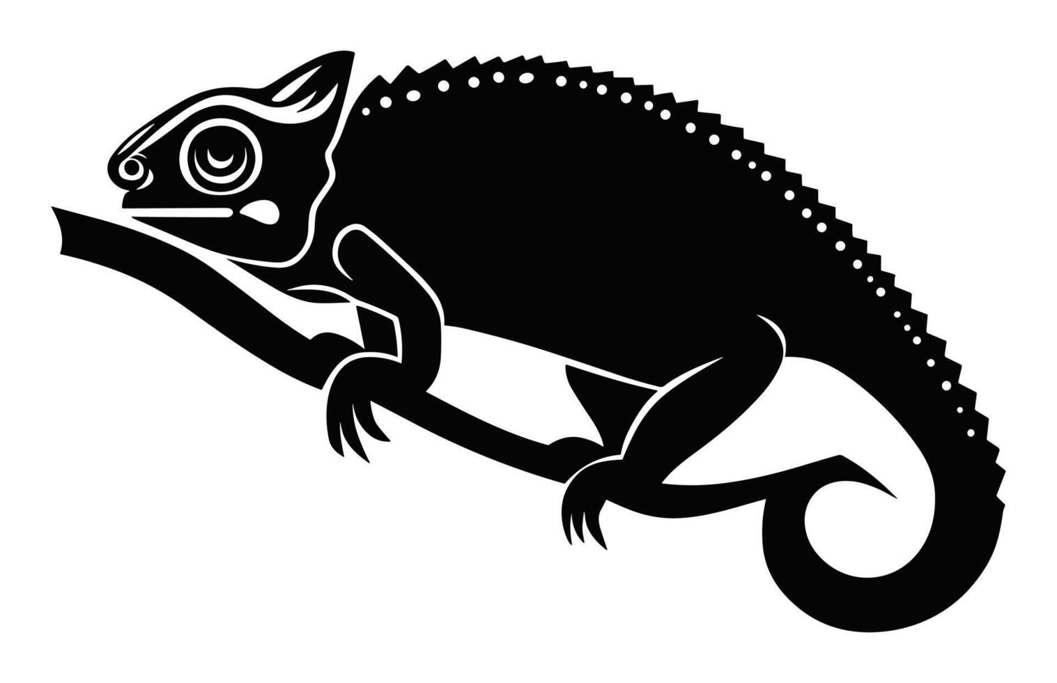 Chameleon Silhouette black Clipart isolated on a white background vector