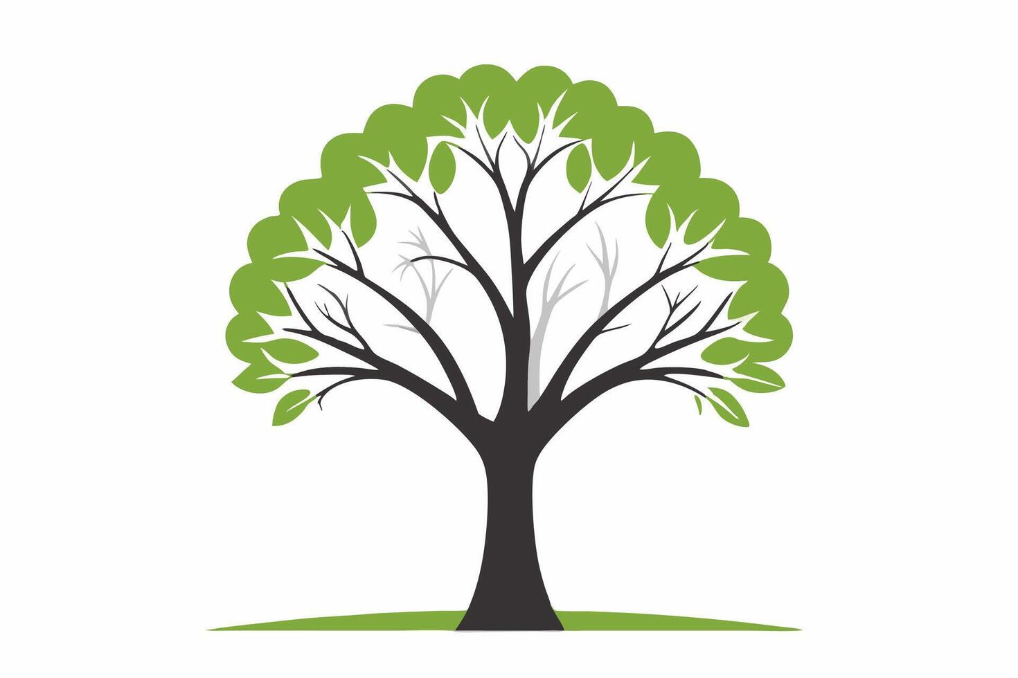 A vibrant illustration of a lush green tree with intricate branches and leaves, perfect for nature-themed designs and Eco-friendly projects. vector