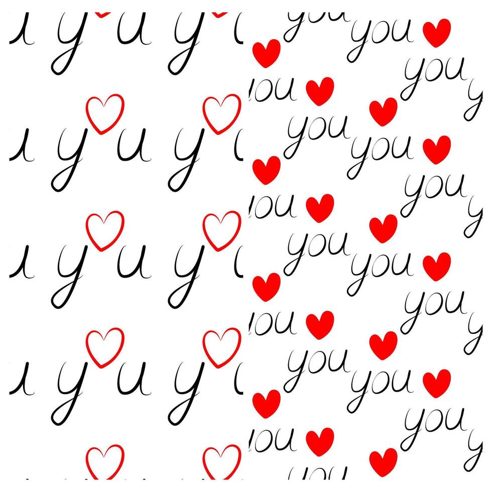 Love you Hand lettering with hearts Seamless pattern. Greeting backdrop or wallpaper design concept Set of 2. Isolate. EPS . Wrapping, package or web, cards, poster, banner, brochure, promo idea vector