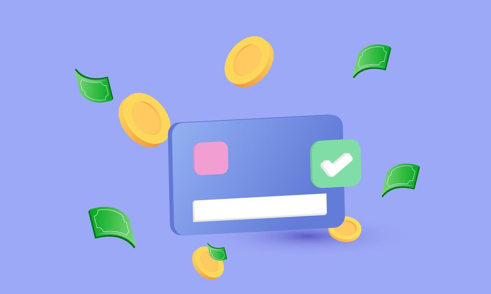 3d realistic icon credit card money financial security new concept design vector