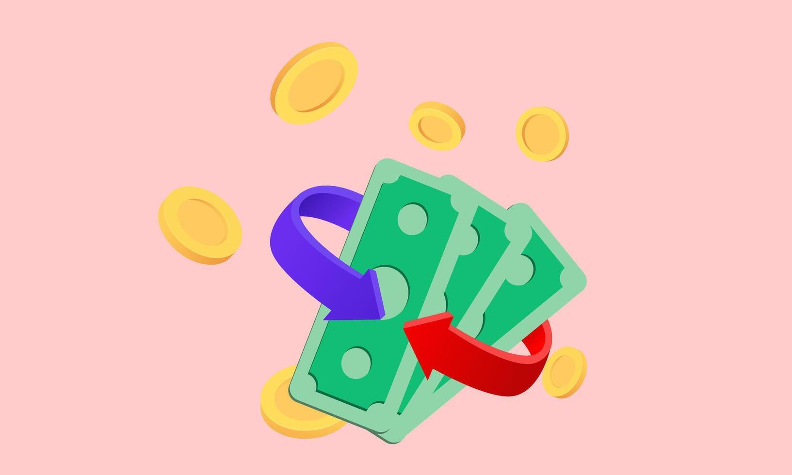 3d icon realistic cashback money refund new idea concept on background vector