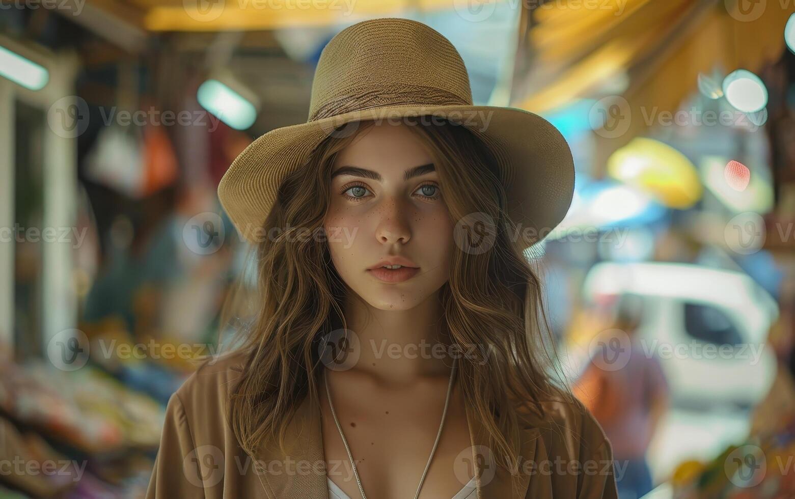 A Moment of Tranquility Amidst the Bustling Market photo