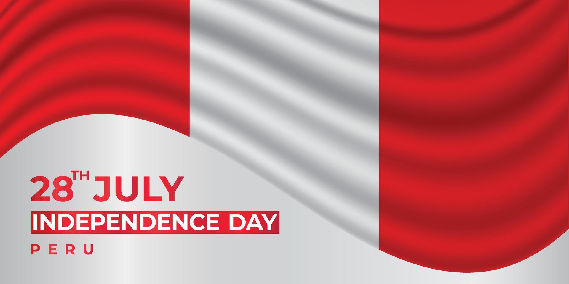 Peru Happy Independence Day Celebration 28th of July illustration. Peru national holiday background for social media post, banner, poster, greeting card, template design with waving flag vector