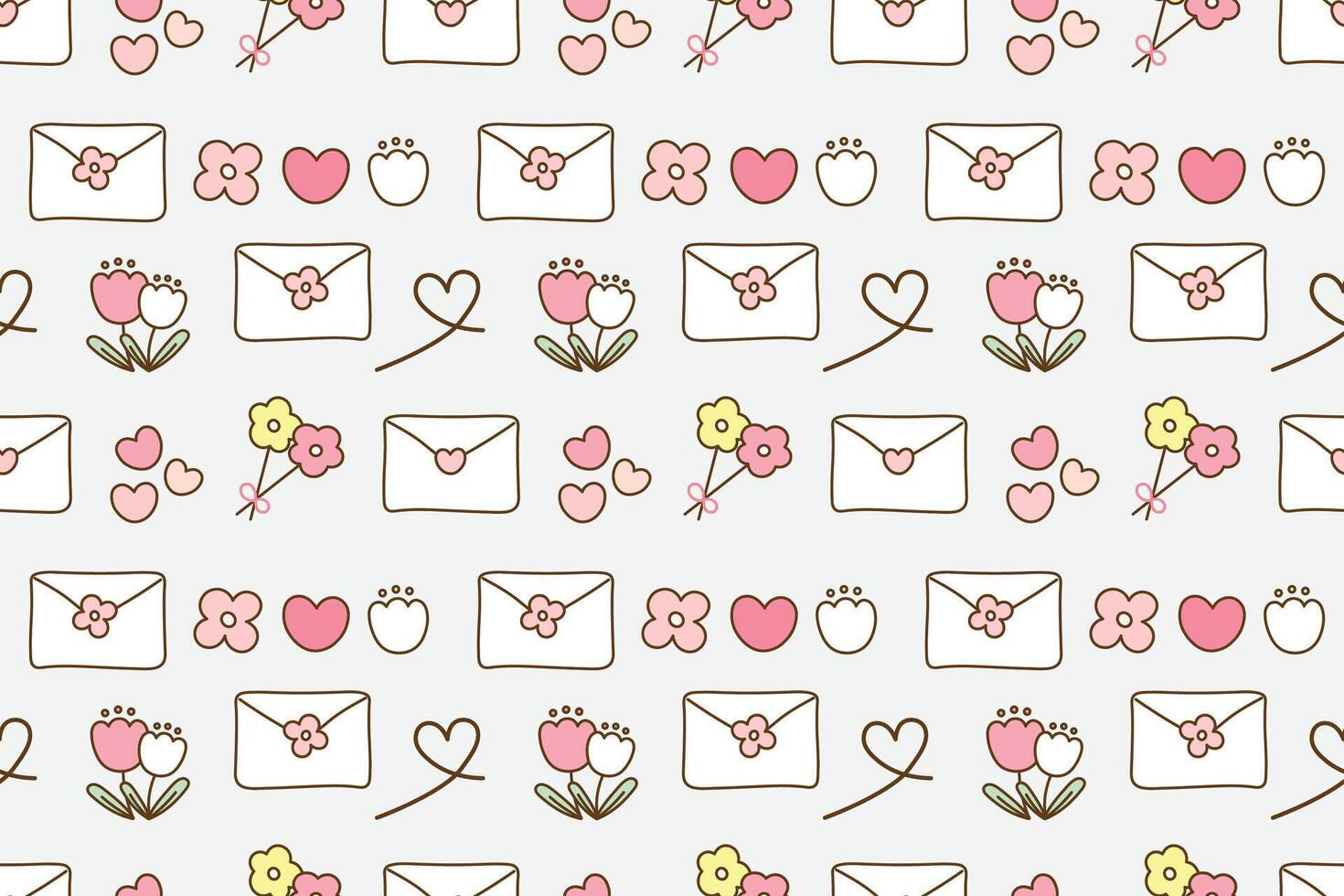 Love letter cartoon cute illustration seamless pattern vector