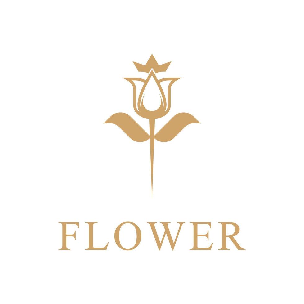 flower rose logo design concept idea with crown vector