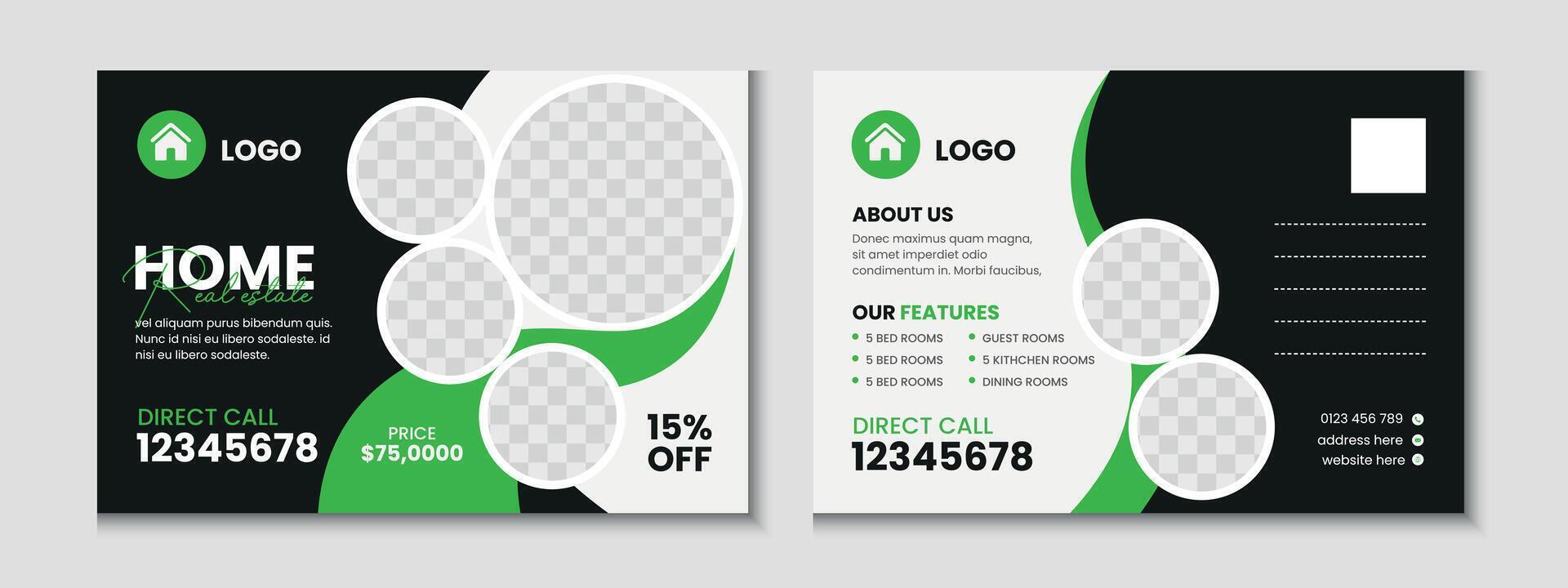 Real Estate Postcard Banner Template Design vector