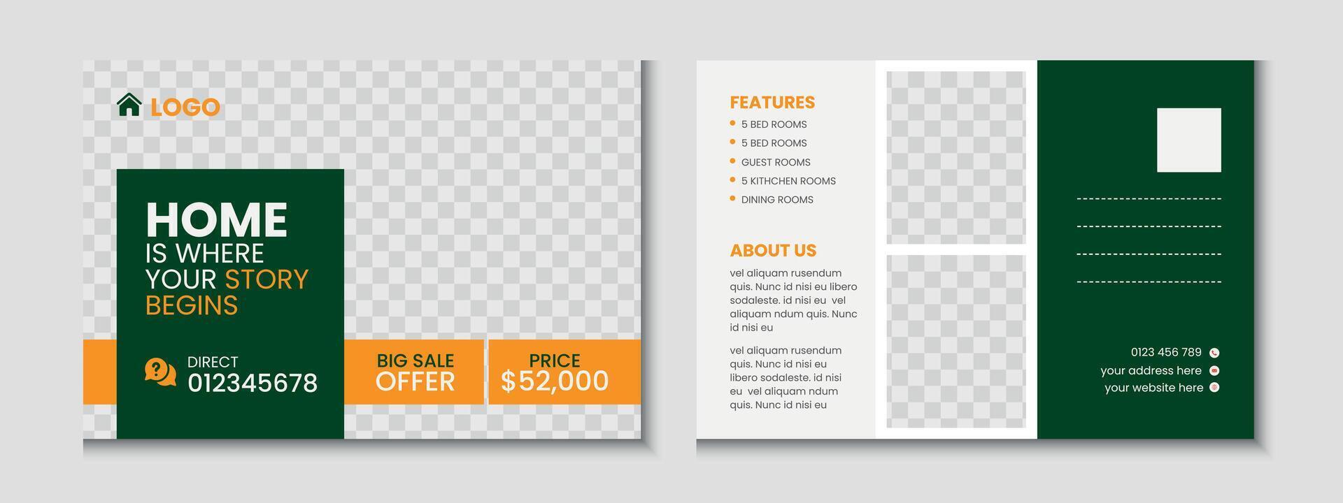 Real Estate Postcard Banner Template Design vector