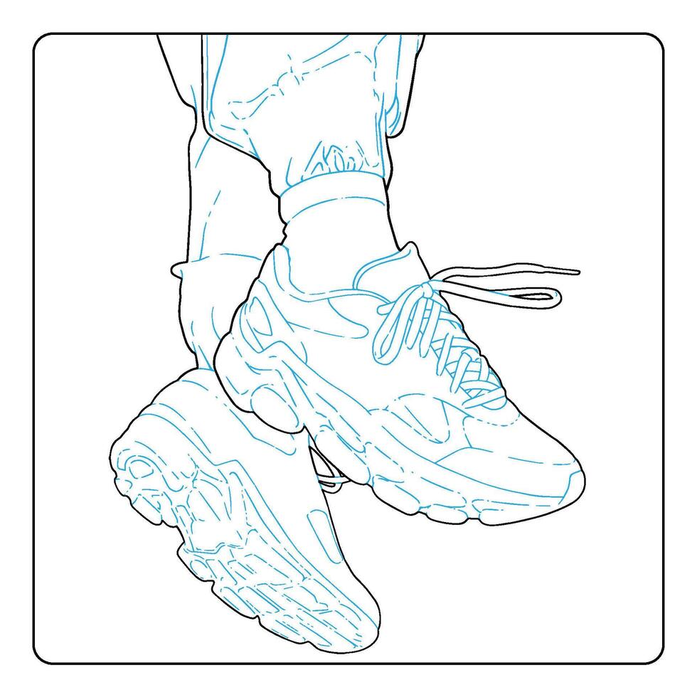 floating shoe hand drawn line art vector
