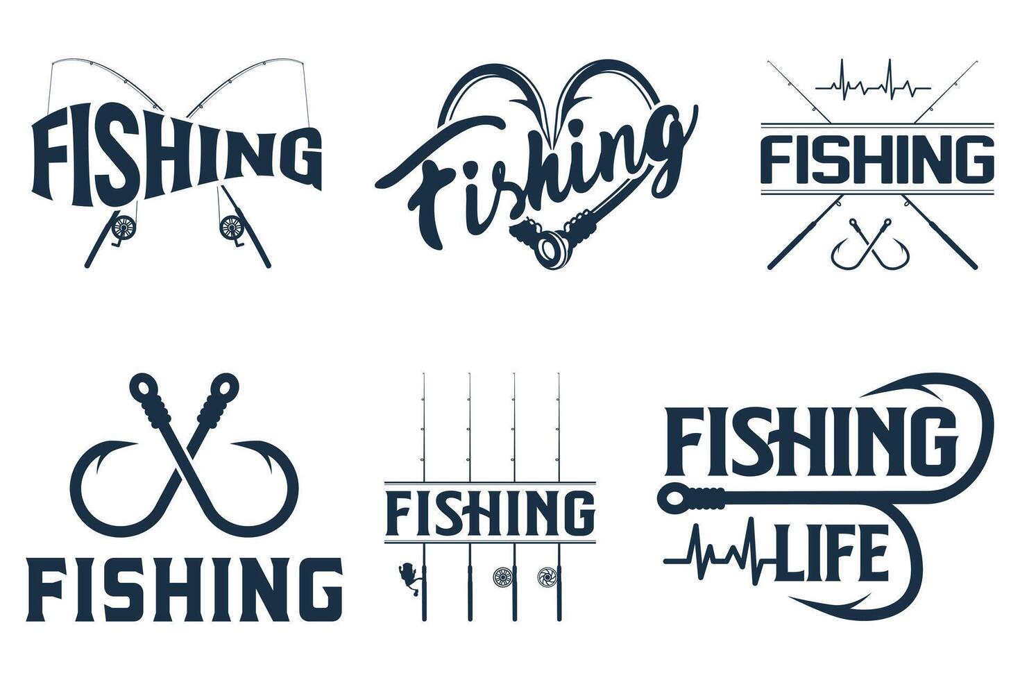Stylish Fishing Typography Bundle, Creative Fishing Design, Fishing Life, Unique Fishing Typography, Fishing Time, Graphic Design, Creative Typography vector