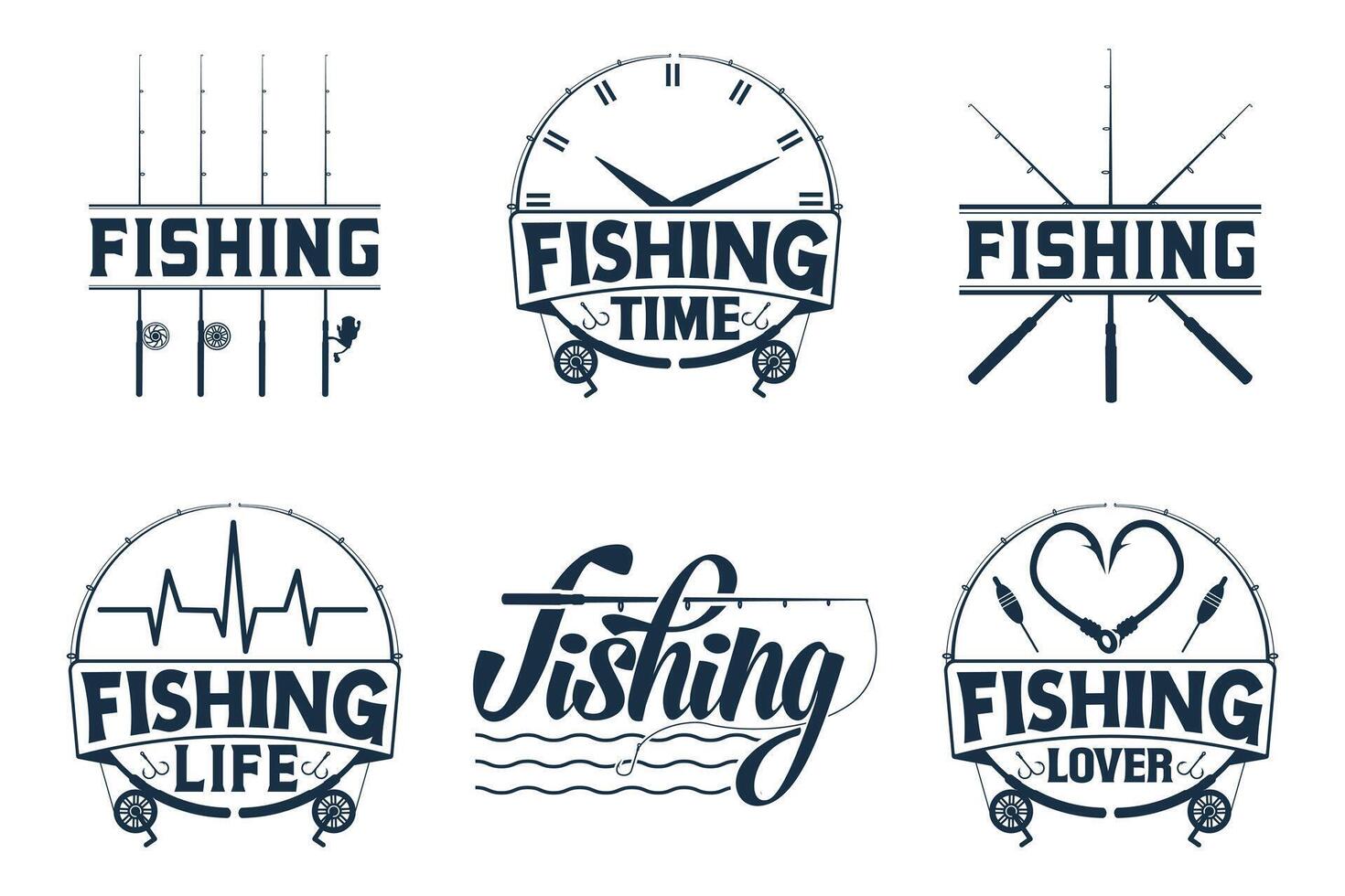 Stylish Fishing Typography Bundle, Creative Fishing Design, Fishing Life, Unique Fishing Typography, Fishing Time, Graphic Design, Creative Typography vector