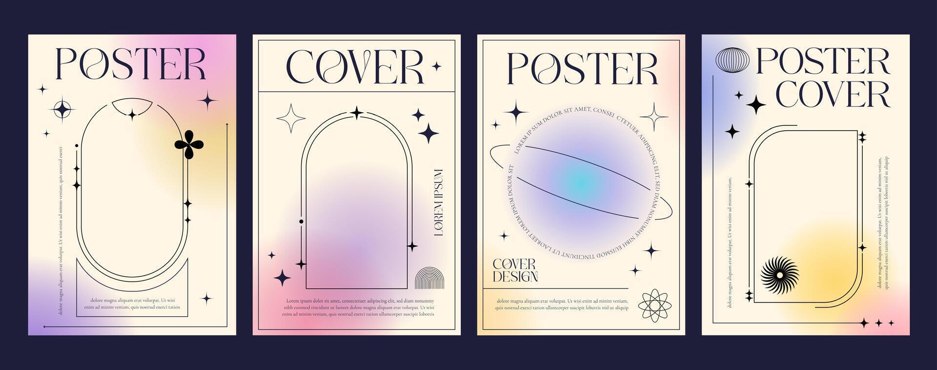 Abstract aesthetic gradient background y2k posters vector