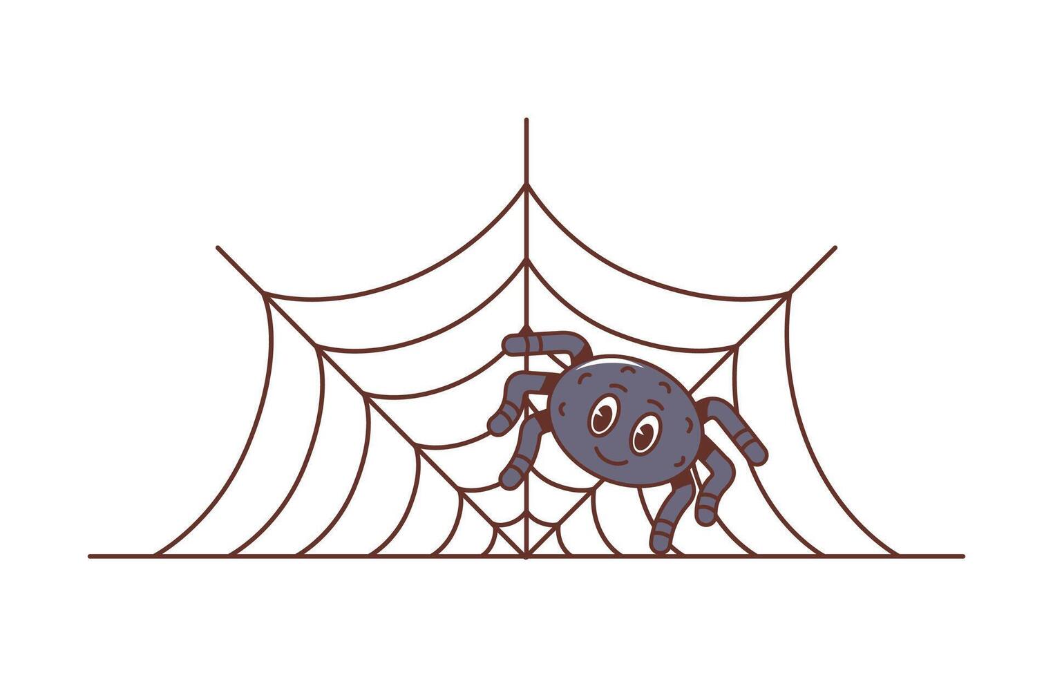 Cartoon retro groovy Halloween spider character vector