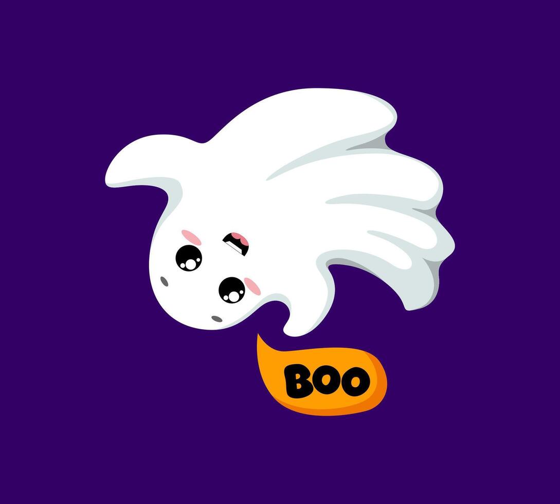 Cartoon Halloween ghost character with cute face vector