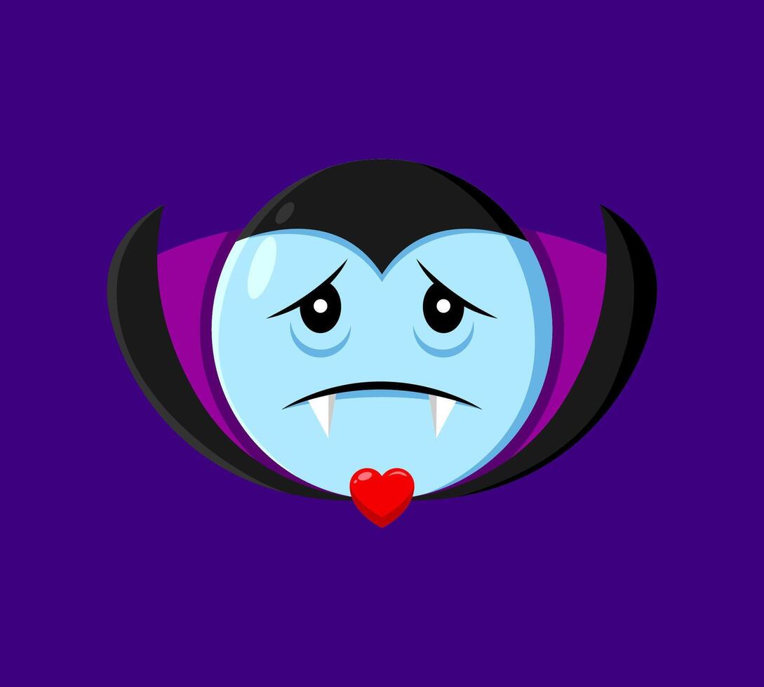 Halloween holiday cartoon sad vampire emoji vector