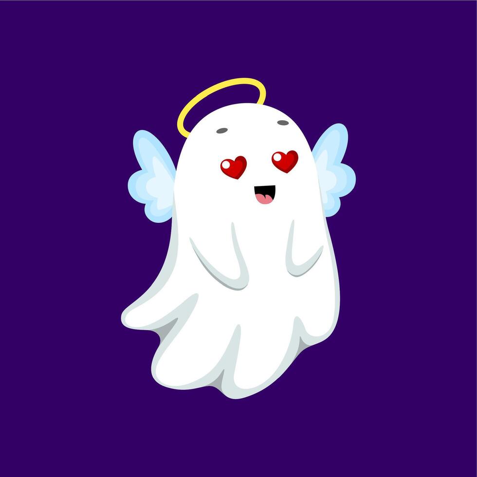 Cartoon kawaii Halloween ghost angel character vector