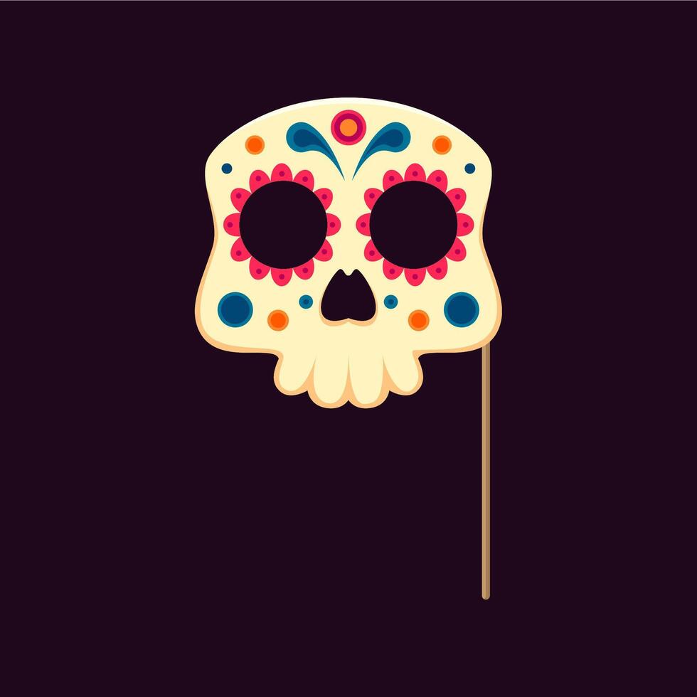 Dead day photo booth sugar skull mask with pattern vector