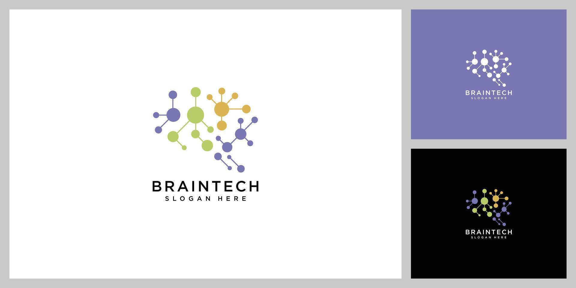 Brain technology logo design template vector