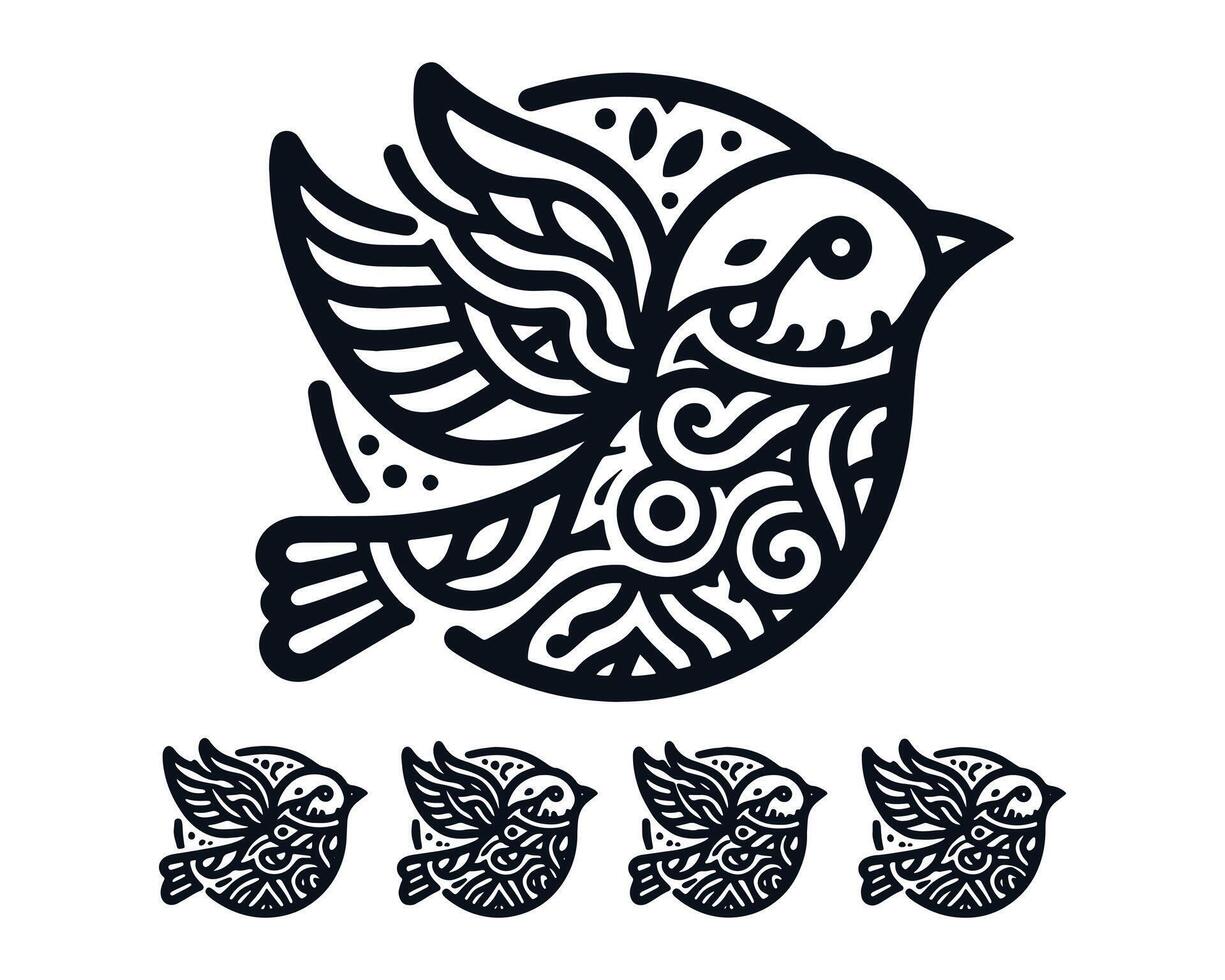 bird line art mandala design vector