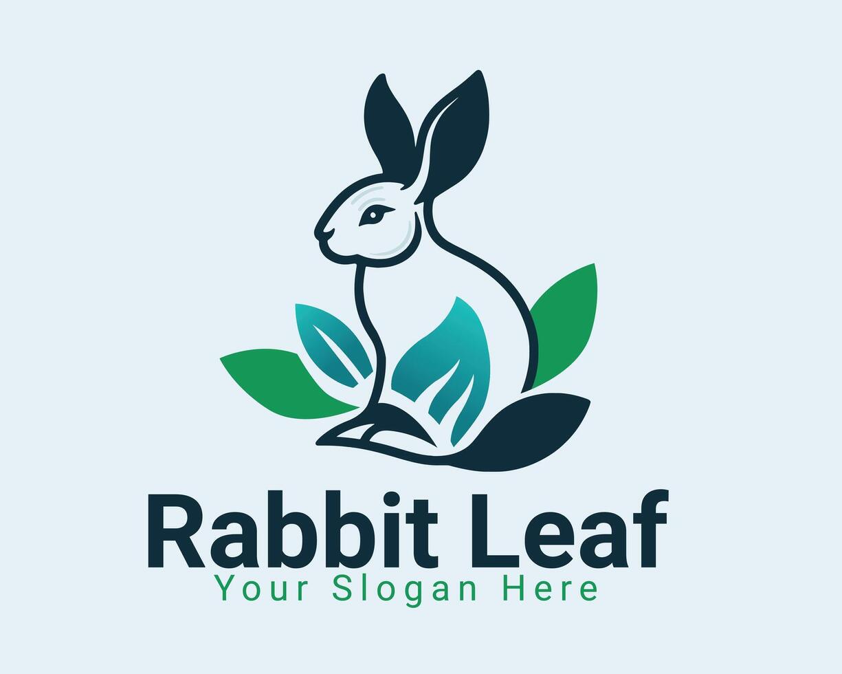 Rabbit with leaf logo design combination, illustration EPS10 vector