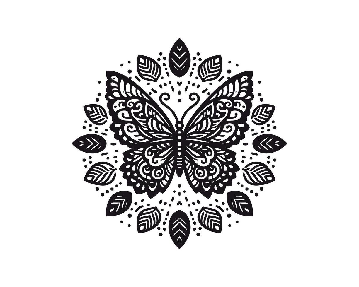 Butterfly pattern mandala design vector