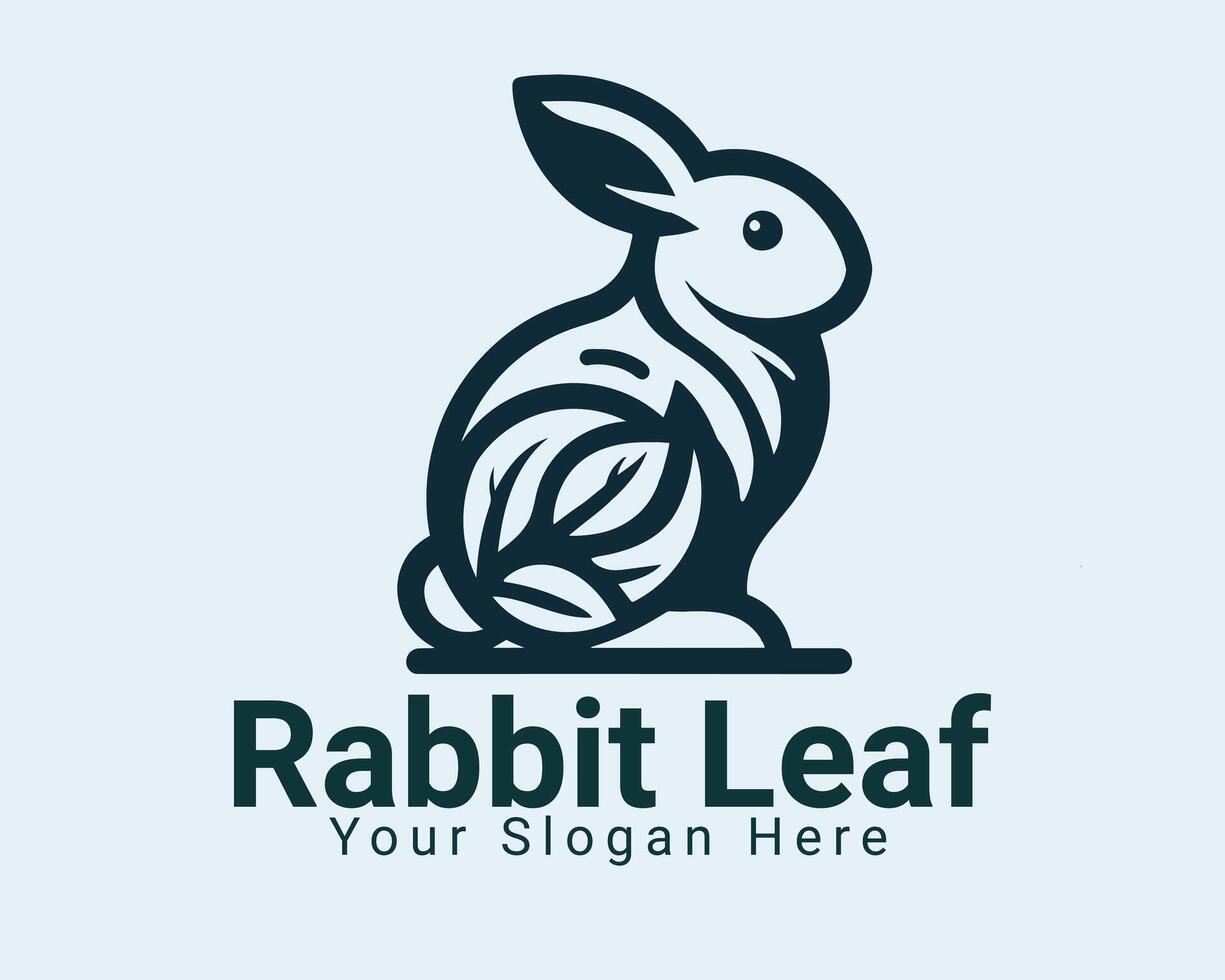 Rabbit with leaf logo design combination, illustration EPS10 vector