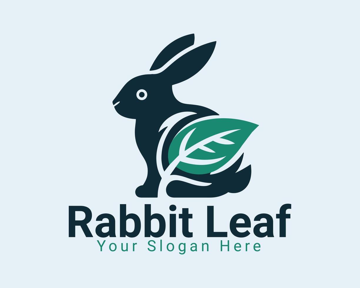Rabbit with leaf logo design combination, illustration EPS10 vector