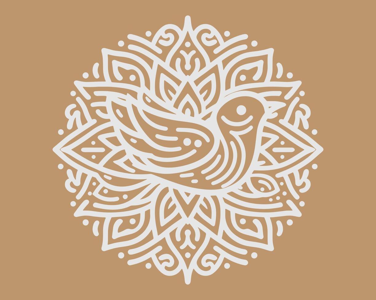 bird line art mandala design vector