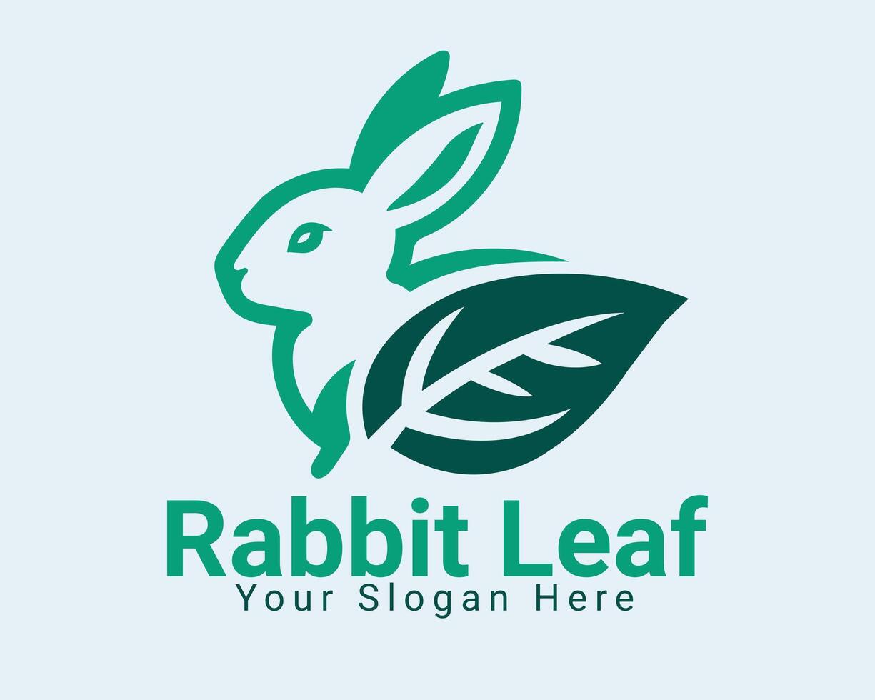 Rabbit with leaf logo design combination, illustration EPS10 vector