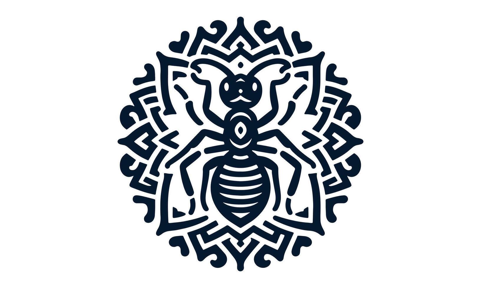 Ant line art mandala design vector