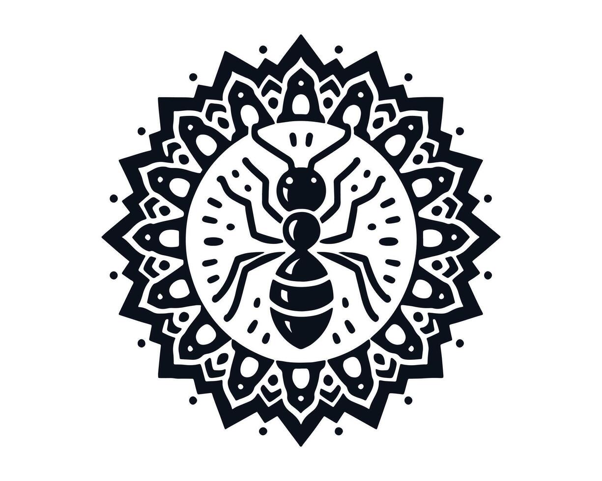 Ant line art mandala design vector
