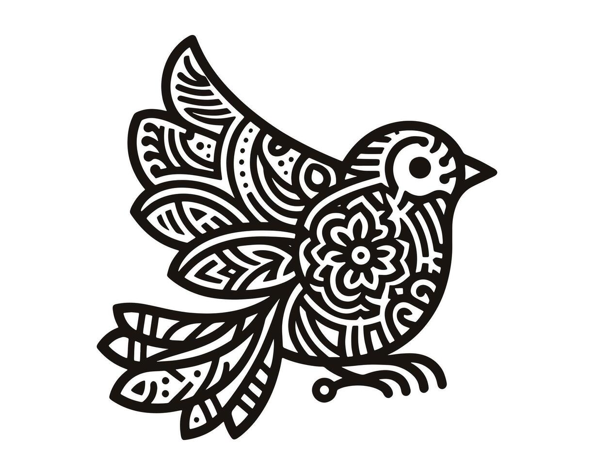 bird line art mandala design vector
