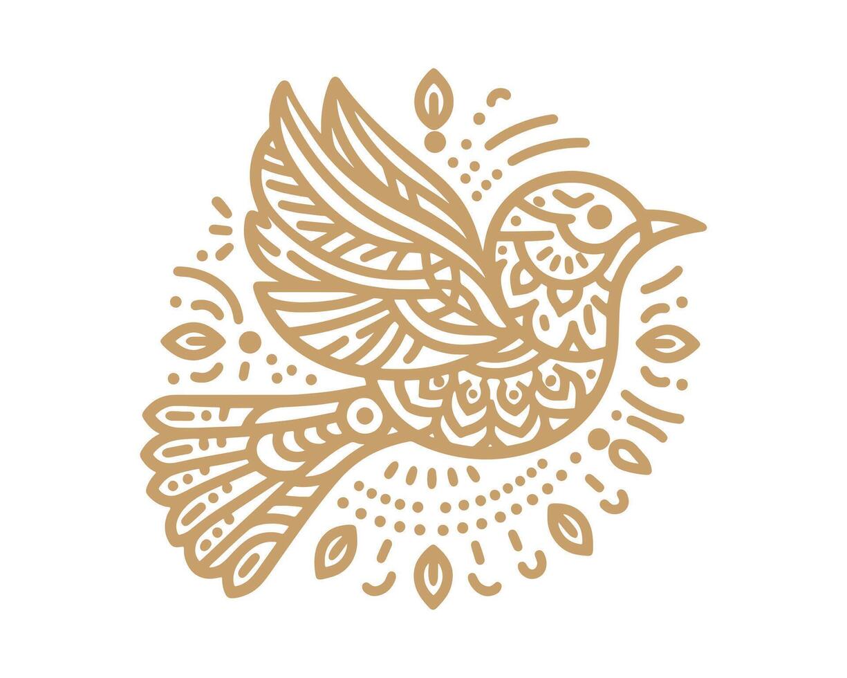 bird line art mandala design vector