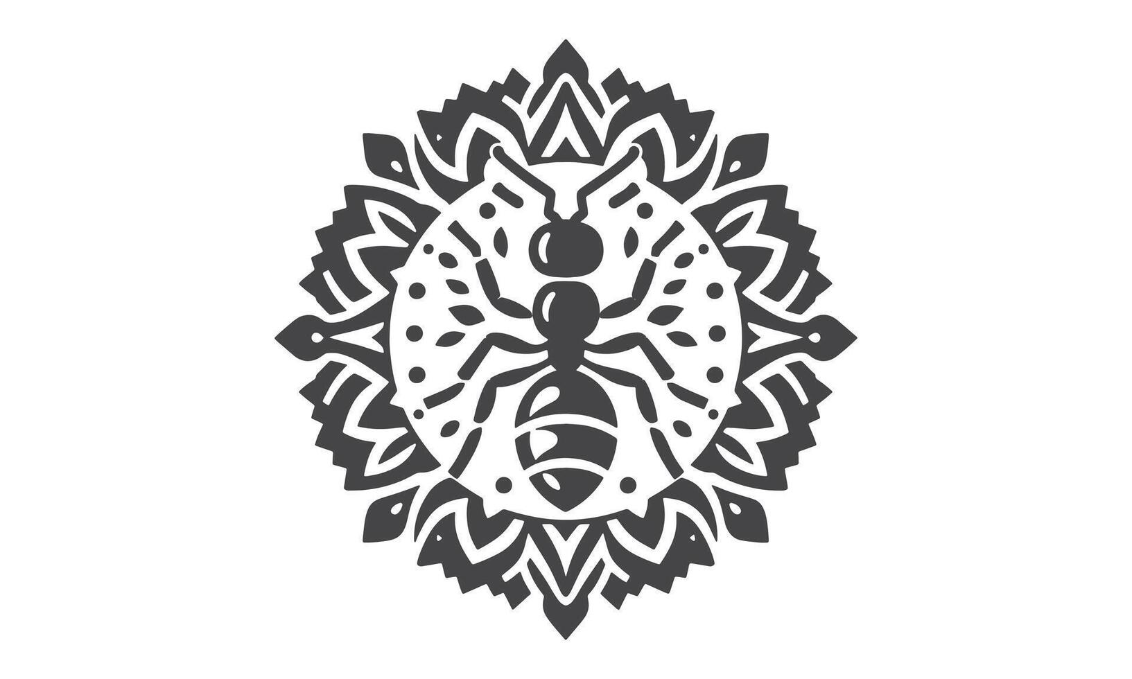 Ant line art mandala design vector