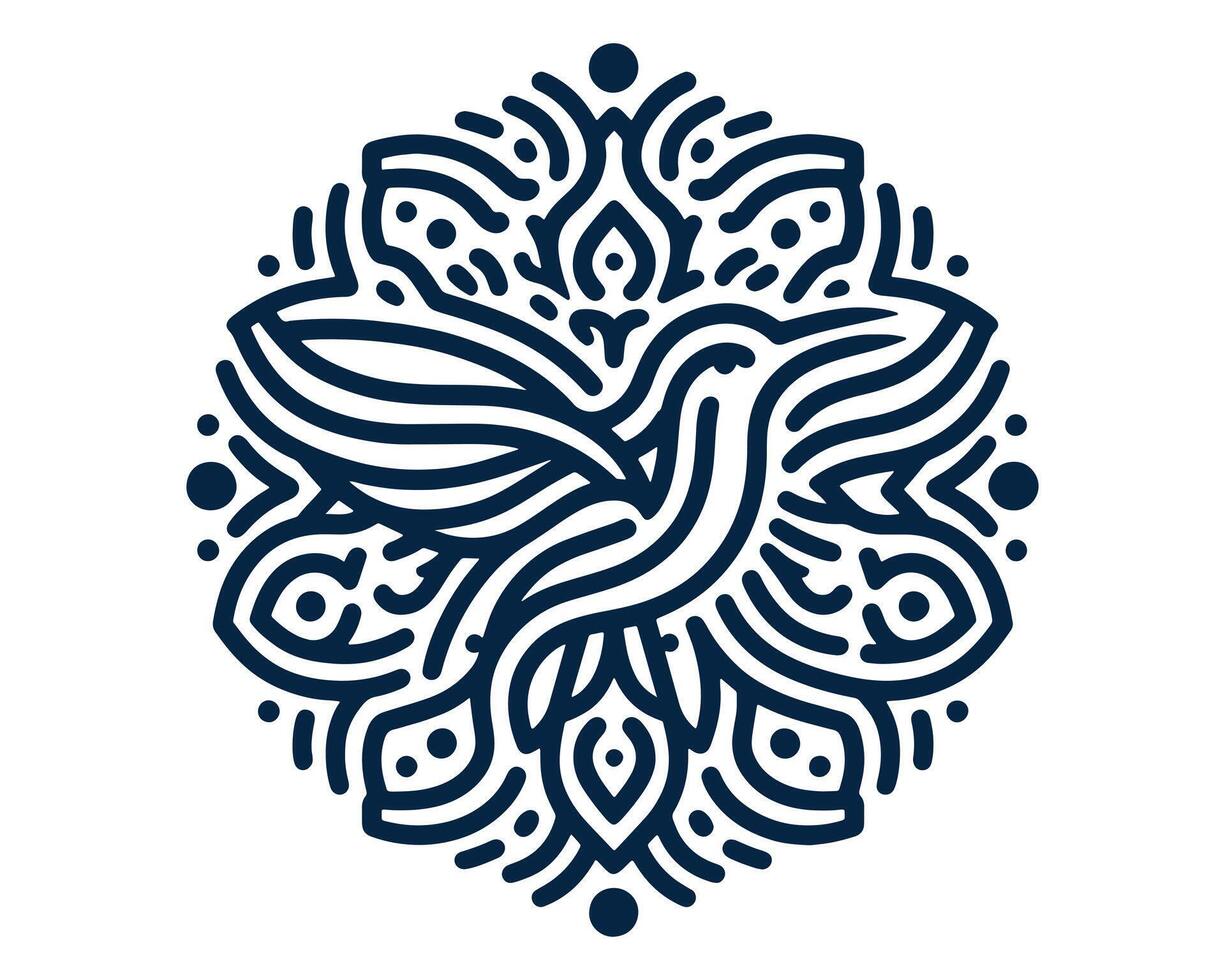 bird line art mandala design vector