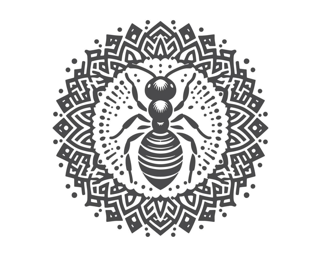 Ant line art mandala design vector