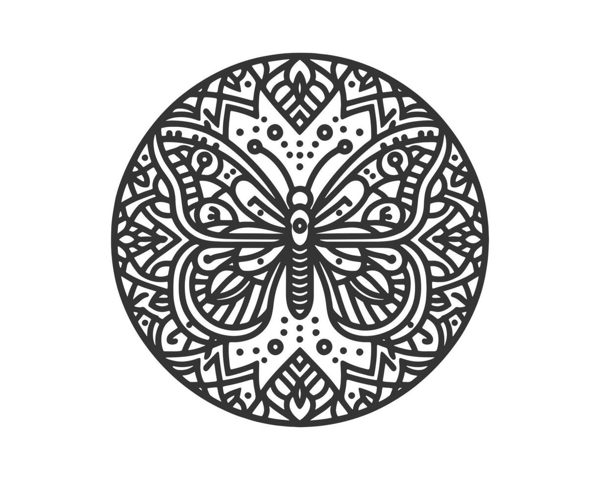 Butterfly pattern mandala design vector